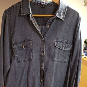 Denim 24/7 Classic style denim button up shirt 18W